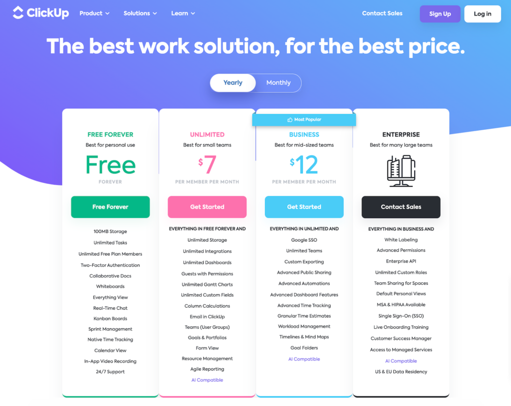 Clickup pricing
