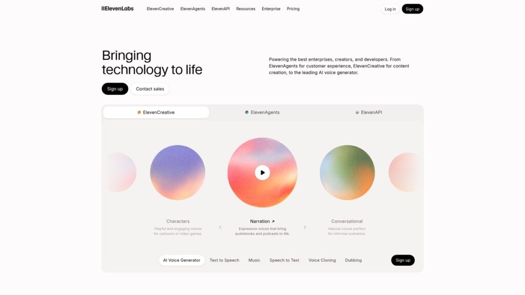 ElevenLabs website screenshot