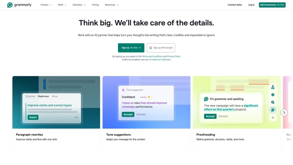 Grammarly website screenshot