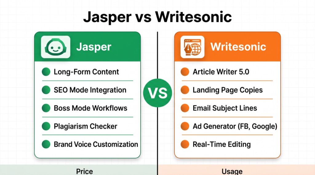 Jasper vs Writesonic (2026): Which AI Writer Is Better? (Compared)