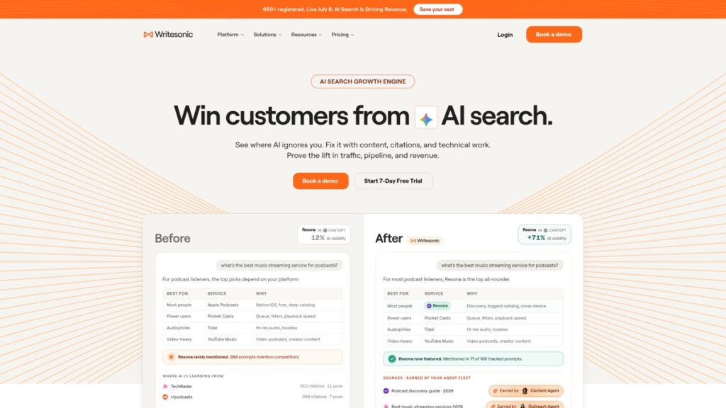 Writesonic website screenshot