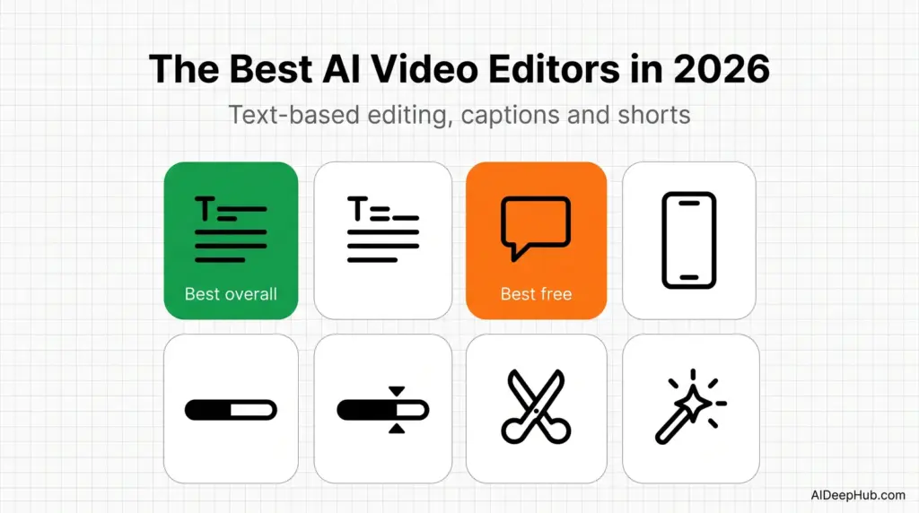 The best AI video editors in 2026 compared — Descript, CapCut, Premiere Pro, Runway, Opus Clip