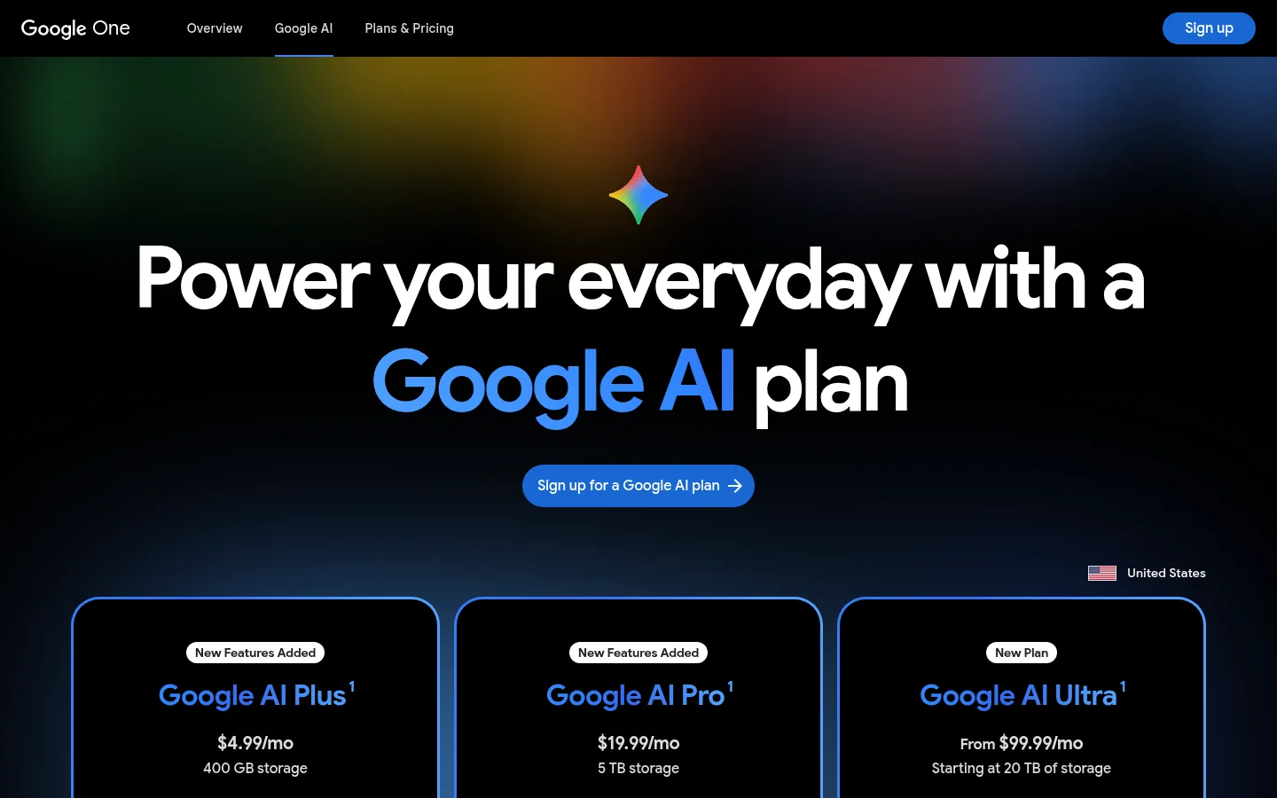 Google's AI plans start at $4.99/month and bundle storage — there is no Claude equivalent at that price point.